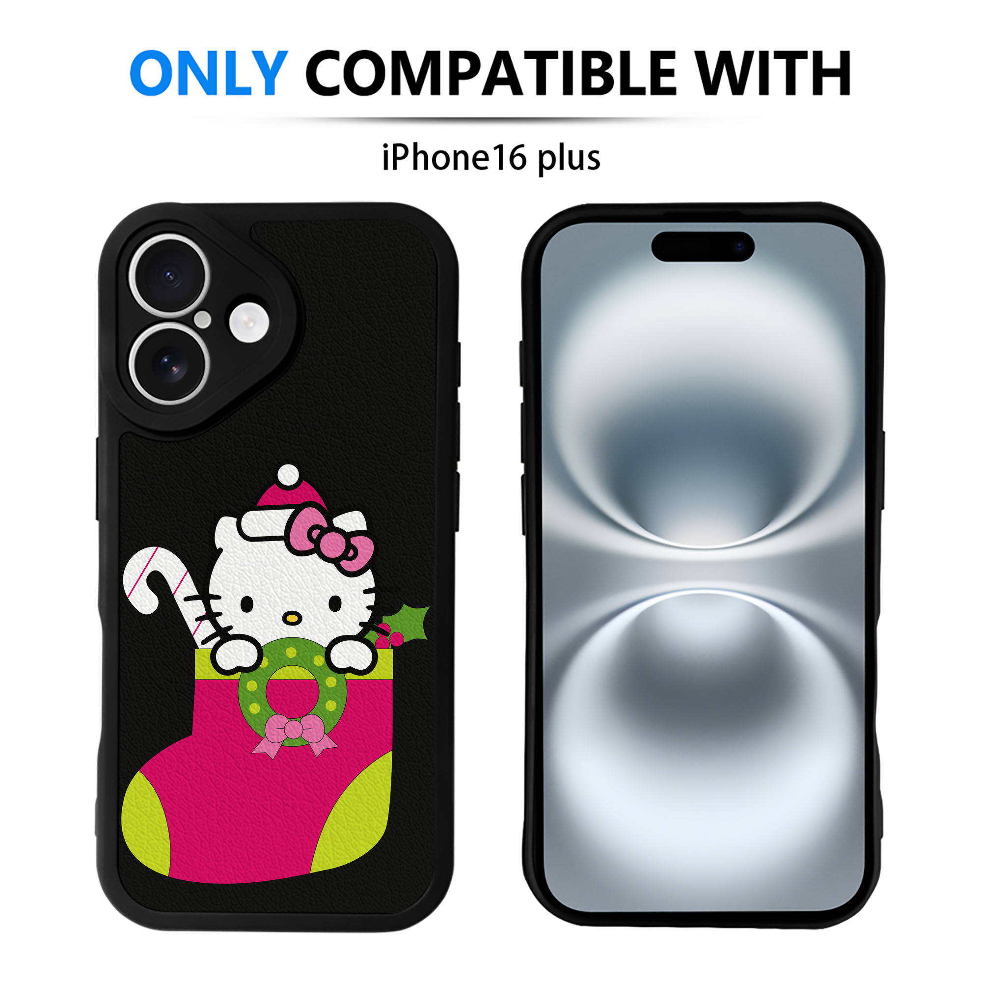 （画像用） Hello Kitty ハローキティ 【iPhone 16シリーズ対応】シリコンスマホケース（レザー調） 材質：シリコン